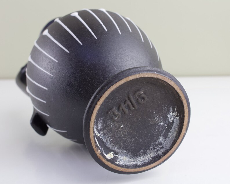 West German Ceramic Modernist Vase in Black and White Ruscha 3113 /'Graphis/'