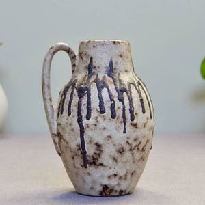West German Pottery Vase by Scheurich - Form 414 with Grey Monochrome Textured Glaze