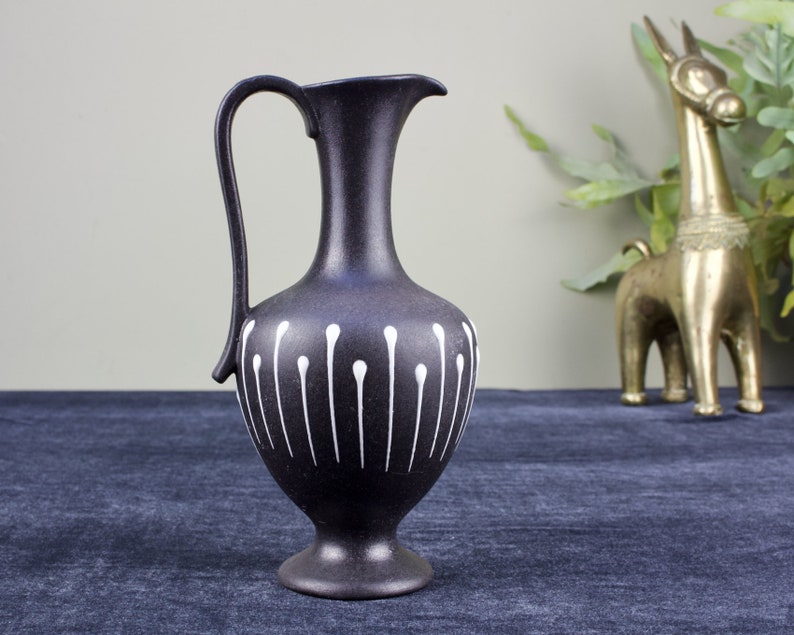 West German Ceramic Modernist Vase in Black and White Ruscha 3113 /'Graphis/'