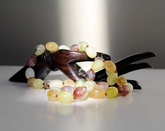 Plastic Beaded Necklace with Multi-Coloured Beads