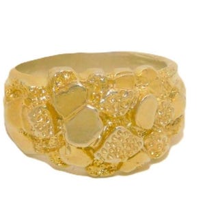 Nugget 4 ring men&#39;s ring 14k solid yellow gold.