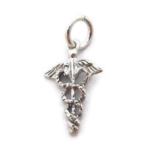 Symbol of Medicine Pendant Charm .925 Sterling Silver
