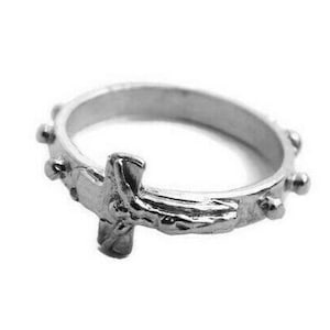 Rosary / Rrosario spinning prayer ring  Sterling  Silver .925