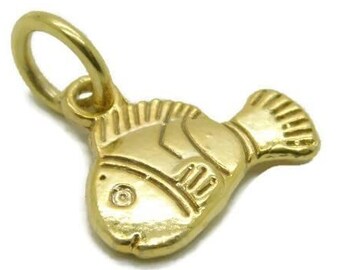 Clown fish charm pendant 14k yellow gold