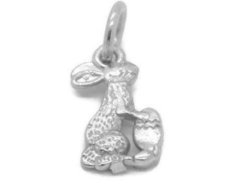 Pendentif breloque lapin de Pâques en argent sterling .925