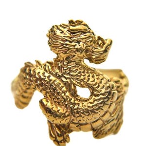 14k solid yellow gold dragon ring!!