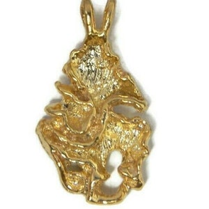 Nugget 7 charm pendant 14k solid  yellow gold.