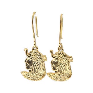 Nefertiti Earrings 14k solid Yellow Gold.