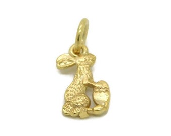 Easter rabbit charm pendant 14k yellow gold