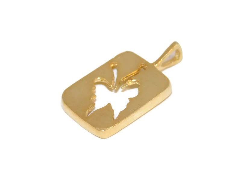 14k butterfly plaque charm pendant
