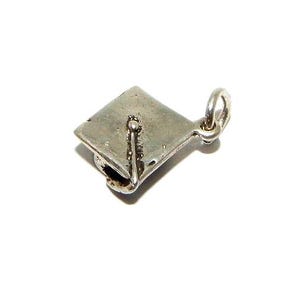 Graduation Hat Charm Pendant .925 Sterling Silver.
