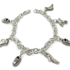 Bedelarmband met 7 schoenbedels Handgemaakt .925 sterlingzilver!!