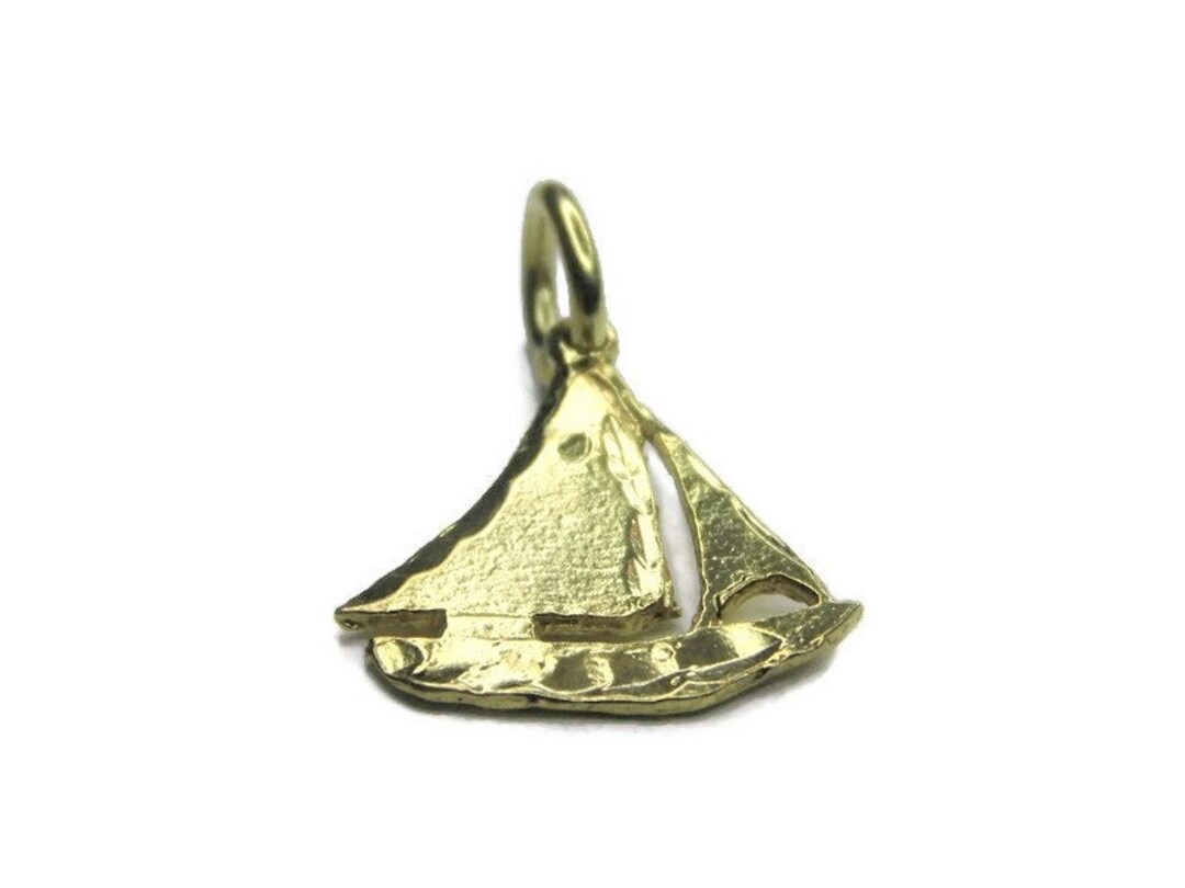 帆船ペンダントチャーム 14K イエローゴールド。 - Etsy 日本