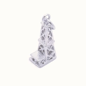 Oil rig charm pendant .925 sterling silver