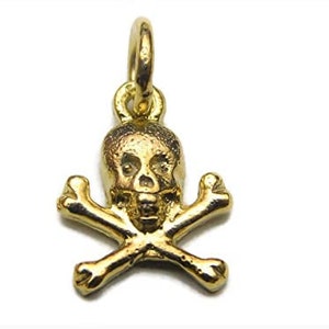 Skull #7 small 14k yellow gold charm pendant