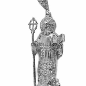 Large saint benedict figure (san benito) pendant .925 sterling silver!!