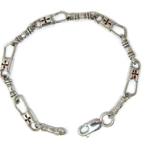ACTS Bracelet Fishers of Men Sterling Silver REGULAR LINK, Red Maltese Cross Design!!