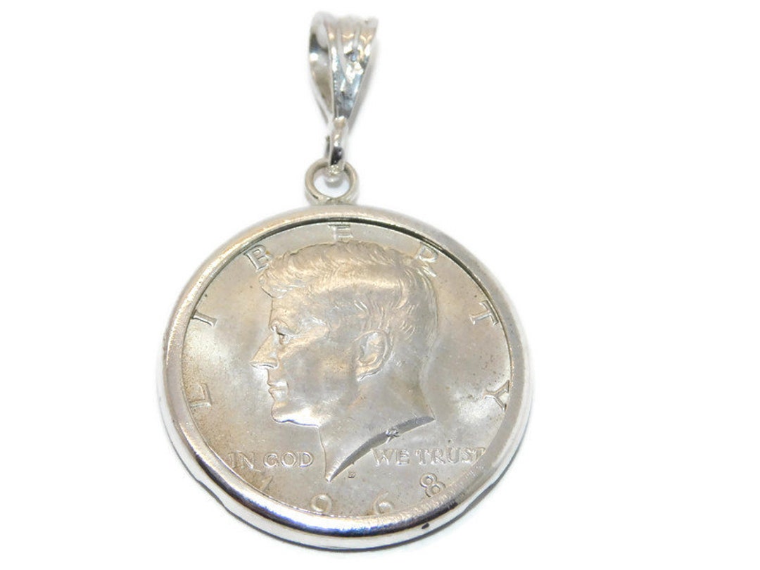 1965-1969年ケネディ記念ハーフダラーコイン(925スターリングシルバー製チャームベゼル付き)