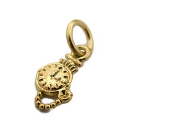 Pingente de relógio de bolso em ouro amarelo 14k
