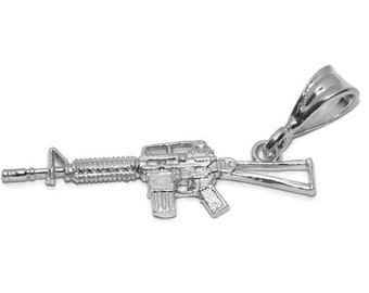 Sterling silver .925 ak-47 rifle charm pendant