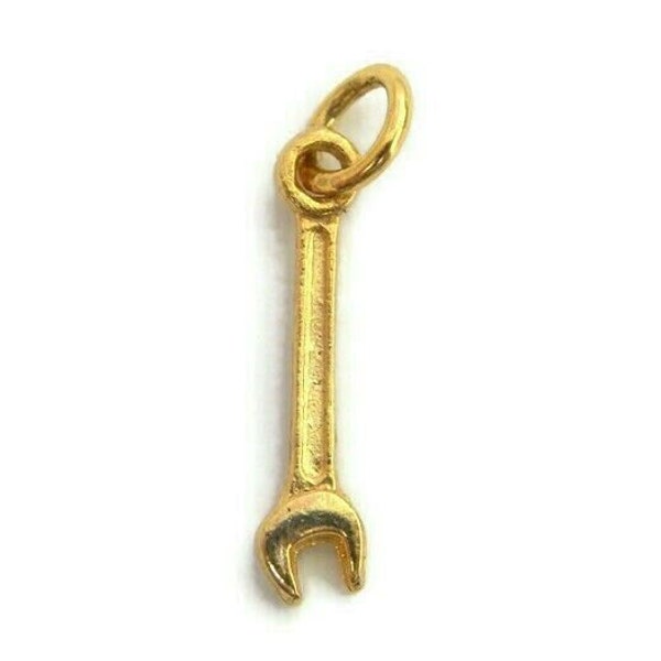 Combination wrench charm pendant 14k Yellow Gold.