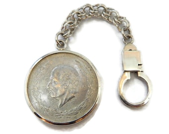 Llavero de colección, llavero con moneda mexicana de plata