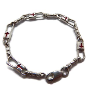 ACTS Bracelet Fishers of Men Sterling Silver Cross Red Design