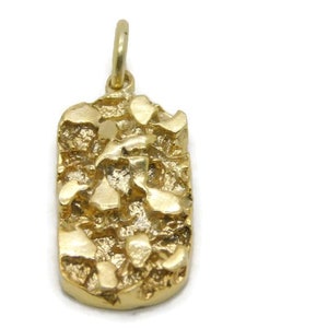 Medium nugget charm pendant 14k yellow gold