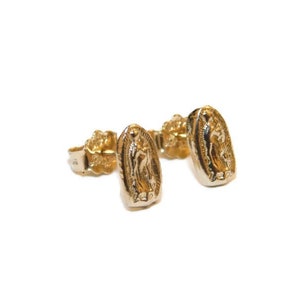 14k yellow gold virgin mary (guadalupe) earrings