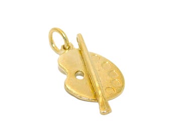 Charm colgante de paleta de pintura en oro amarillo de 14 quilates