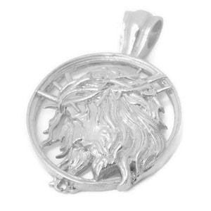 Jesus christ with thorn crown pendant .925 sterling silver