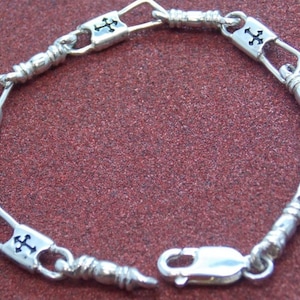 ACTS Bracelet Fishers of Men 7in Sterling Silver REGULAR LINK, Budded Cross Design!!