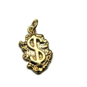 Dollar symbol nugget pendant 14k yellow gold!!