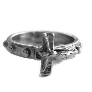 Ring  religious rosary Large / Rosario spinning prayer  .925 sterling silver