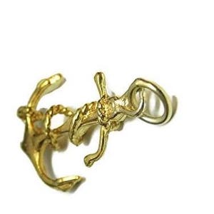 Colgante con dije de ancla en oro amarillo de 14k