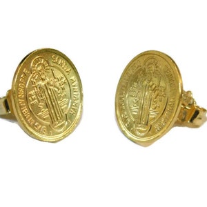14k yellow gold small st. benedict earrings