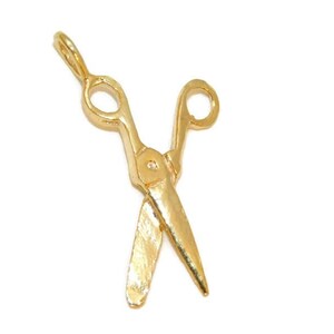 Scissors charm pendant 14k yellow gold