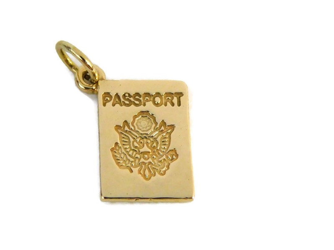 Passport Charm Pendant 14k Yellow Gold Etsy