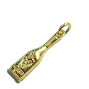 Strawberry wine bottle charm pendant 14k yellow gold!!