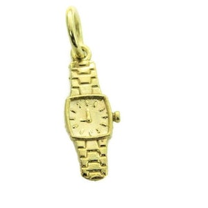 Vintage wrist watch charm pendant 14k yellow gold