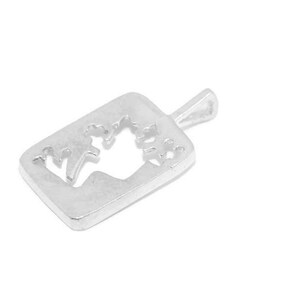 Frog plaque pendant charm .925 sterling silver