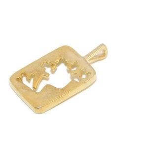 Frog plaque pendant charm 14k yellow gold!!