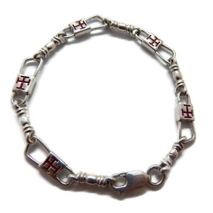 ACTS Bracelet Fishers of Men Sterling Silver  Byzantine Cross Red Design