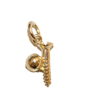 Screw with ball charm pendant 14k yellow gold!!
