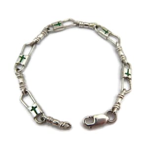 ACTS Bracelet Fishers of Men Sterling Silver Cross Green Design