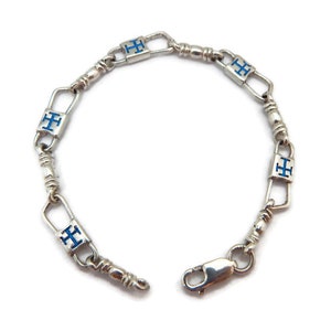 ACTS Bracelet Fishers of Men Sterling Silver  Byzantine Cross Blue Design