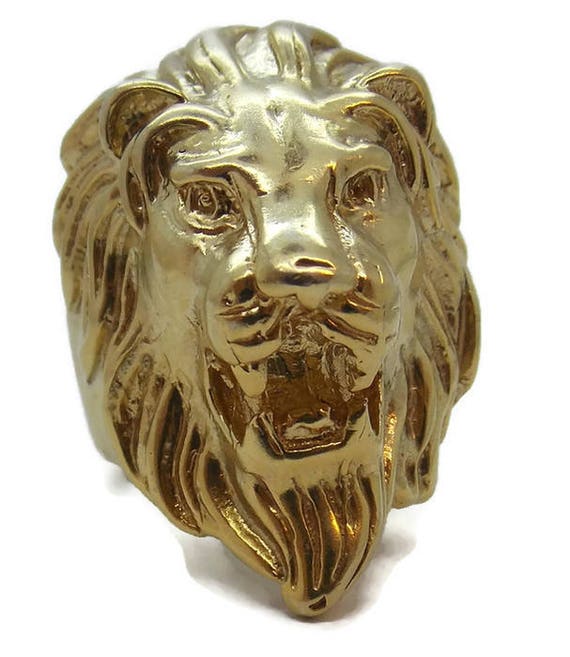 LION Head Ring Men s 14K Solid Yellow Gold. Etsy Ireland