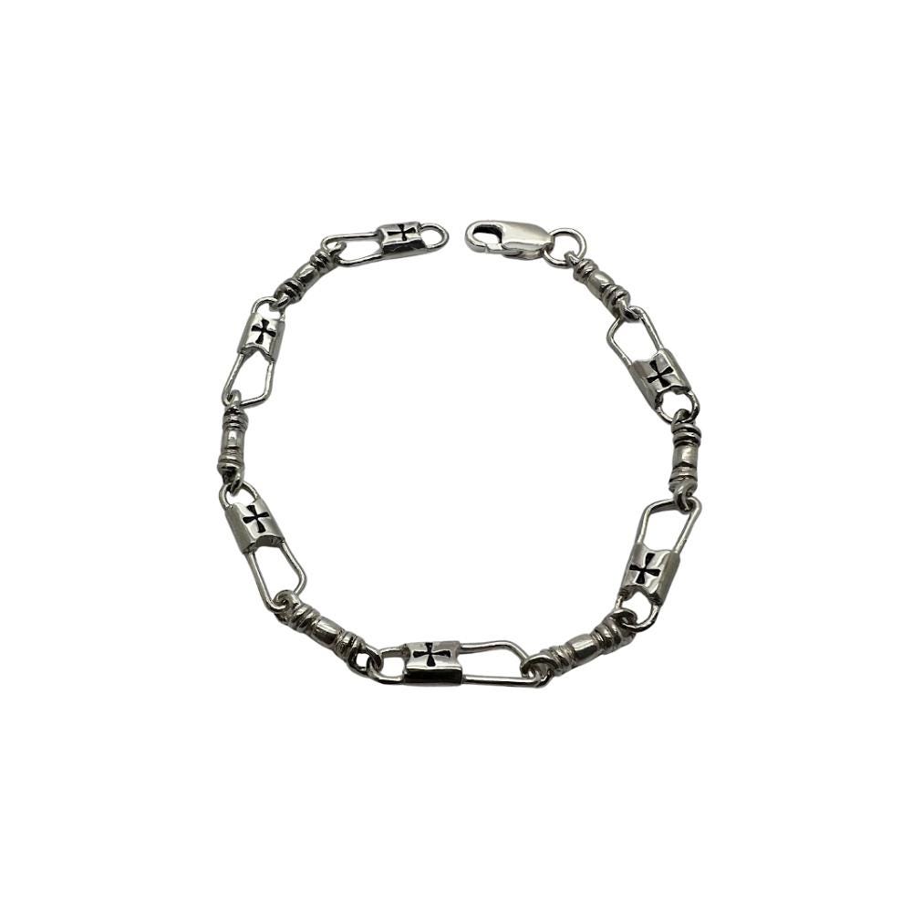 Fishers of Men Acts Maltese Cross Design Sterling Silver Bracelet