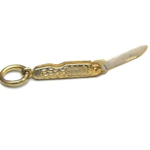 Miniature Folding Pocketknife Pendant Charm 14k Yellow Gold!!