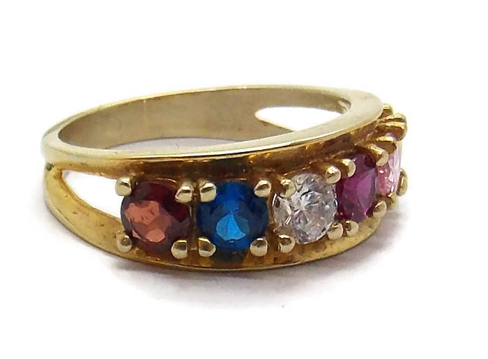 Mothers ring 6 stones 14k gold deals
